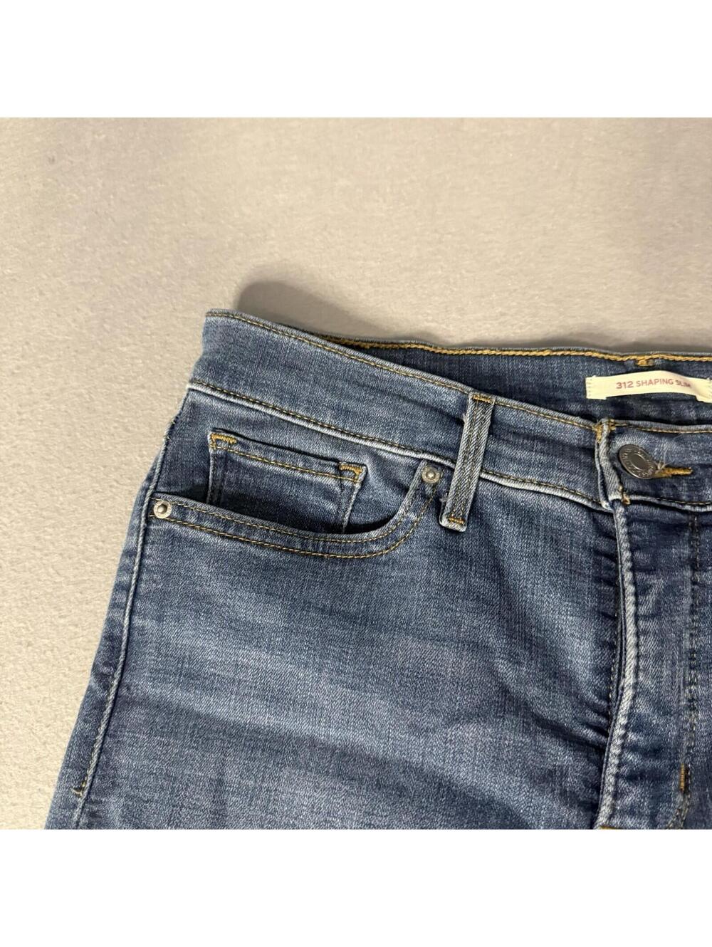 Levis 312 Shaping Slim Jeans Womens 29 Blue Denim Mid Rise Slim Straight Stretch - Picture 8 of 16